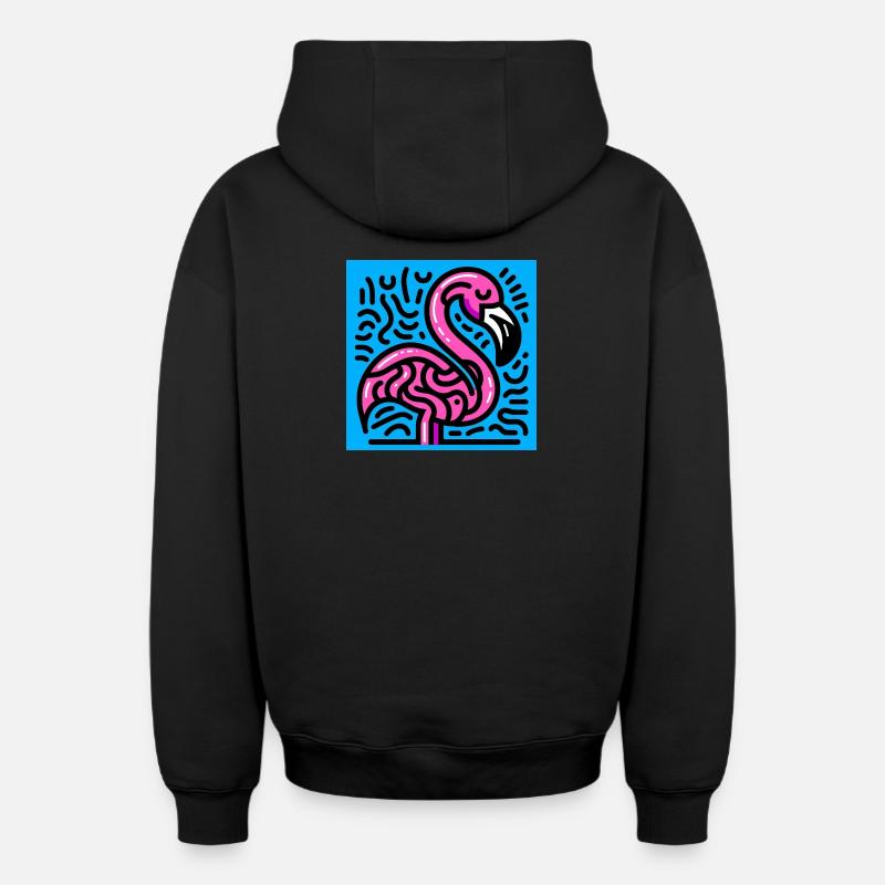Flamant - Sweat à capuche unisexe zippé oversize épais SPREAD - noir