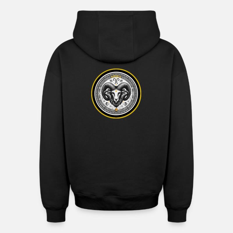 Widder Zodiac Sternzeichen Widder Ornament - Oversized Heavyweight Unisex Zip Hoodie - Schwarz