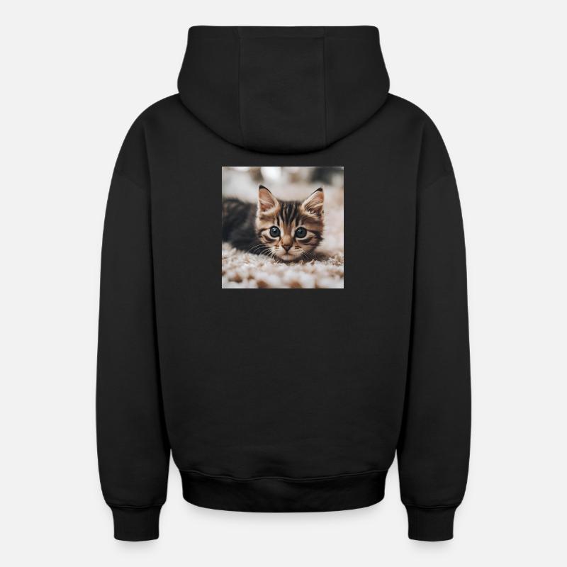 Chat - Sweat à capuche unisexe zippé oversize épais SPREAD - noir