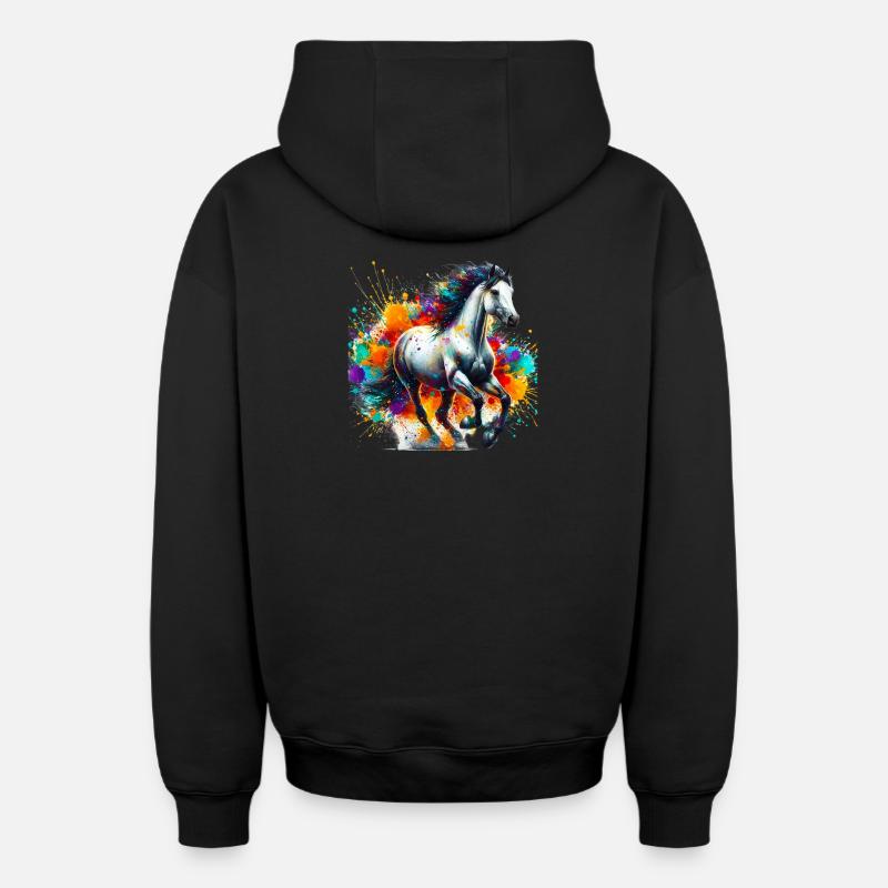 Cheval - Sweat à capuche unisexe zippé oversize épais SPREAD - noir
