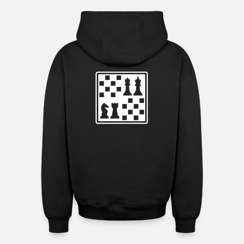 Échecs - Sweat à capuche unisexe zippé oversize épais SPREAD - noir