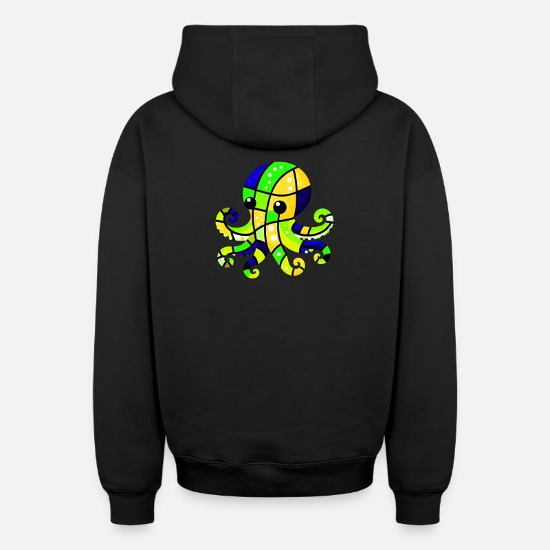 Pieuvre - Sweat à capuche unisexe zippé oversize épais SPREAD - noir