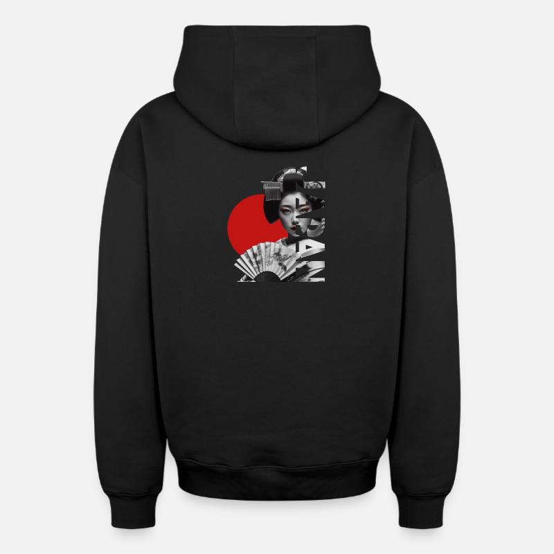 Japon - Sweat à capuche unisexe zippé oversize épais SPREAD - noir