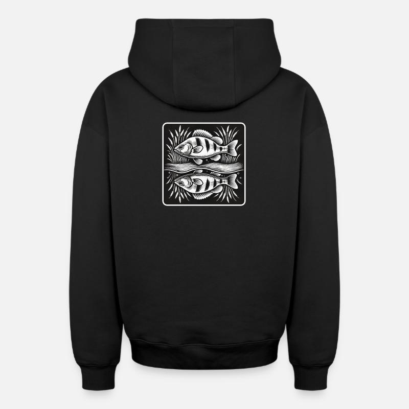 Perche, poisson, ange - Sweat à capuche unisexe zippé oversize épais SPREAD - noir