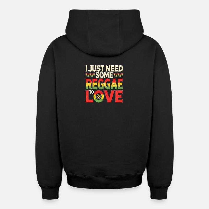 Design reggae jamaïcain - Sweat à capuche unisexe zippé oversize épais SPREAD - noir