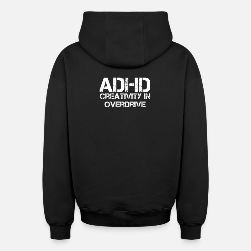 TDAH - Sweat à capuche unisexe zippé oversize épais SPREAD - noir