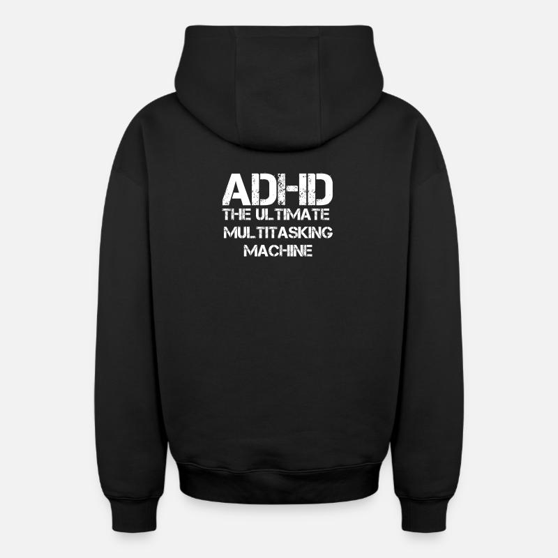 TDAH - Sweat à capuche unisexe zippé oversize épais SPREAD - noir