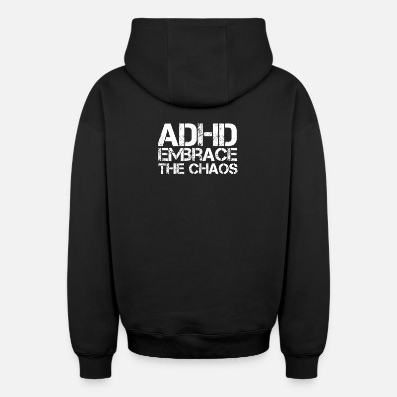 TDAH - Sweat à capuche unisexe zippé oversize épais SPREAD - noir