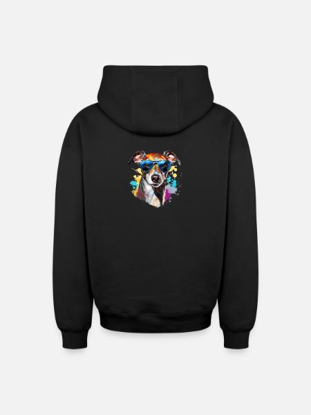 Wind chime with sunglasses - Oversized Heavyweight Unisex Zip Hoodie - black