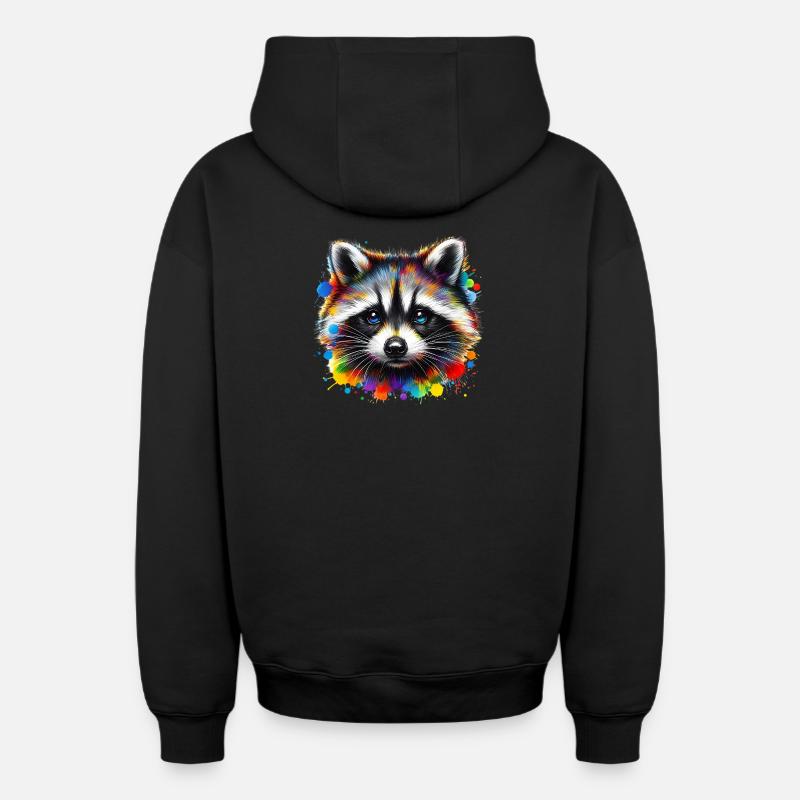 Raton laveur - Sweat à capuche unisexe zippé oversize épais SPREAD - noir