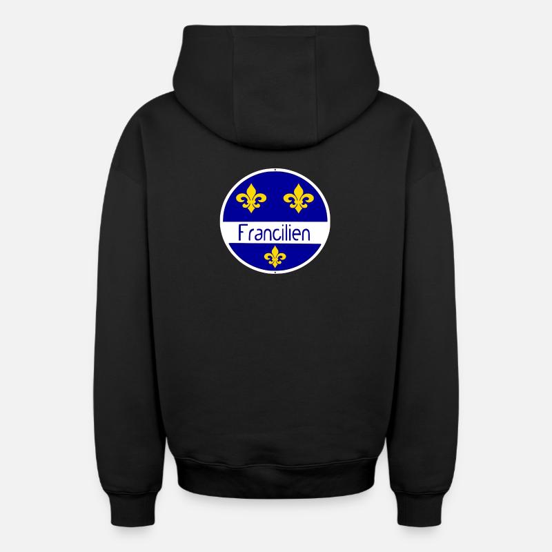 Francilien - Sweat à capuche unisexe zippé oversize épais SPREAD - noir