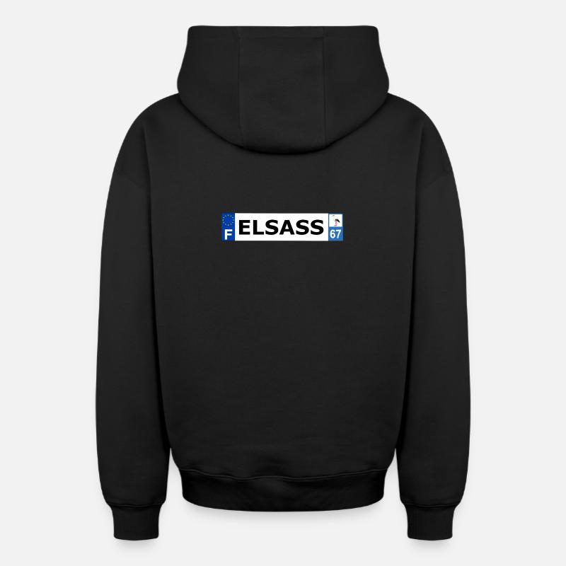 Elsass - Sweat à capuche unisexe zippé oversize épais SPREAD - noir