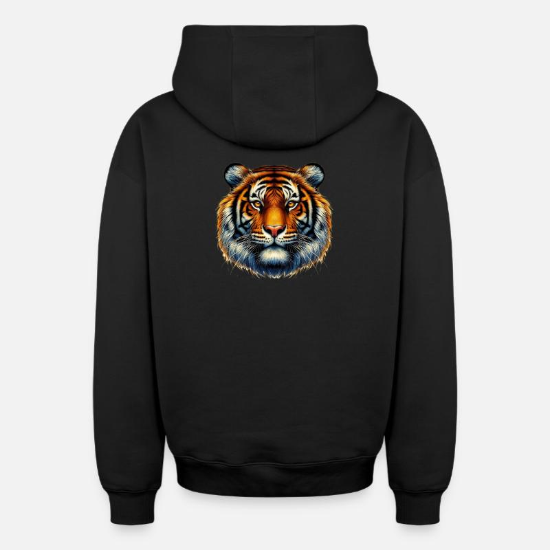 Tigre - Sweat à capuche unisexe zippé oversize épais SPREAD - noir