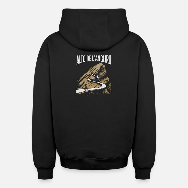 Montée de l’Alto de L’Angliru - Sweat à capuche unisexe zippé oversize épais SPREAD - noir