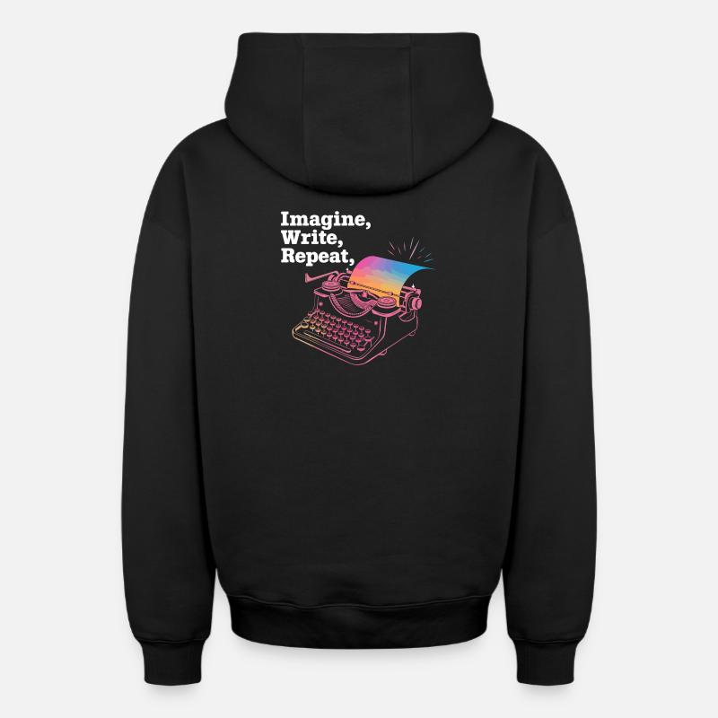 Imaginer, écrire, répéter - Sweat à capuche unisexe zippé oversize épais SPREAD - noir