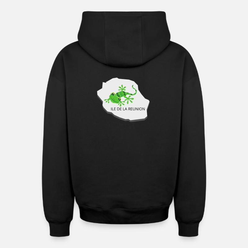 Grenouille tropicale Réunion - Sweat à capuche unisexe zippé oversize épais SPREAD - noir