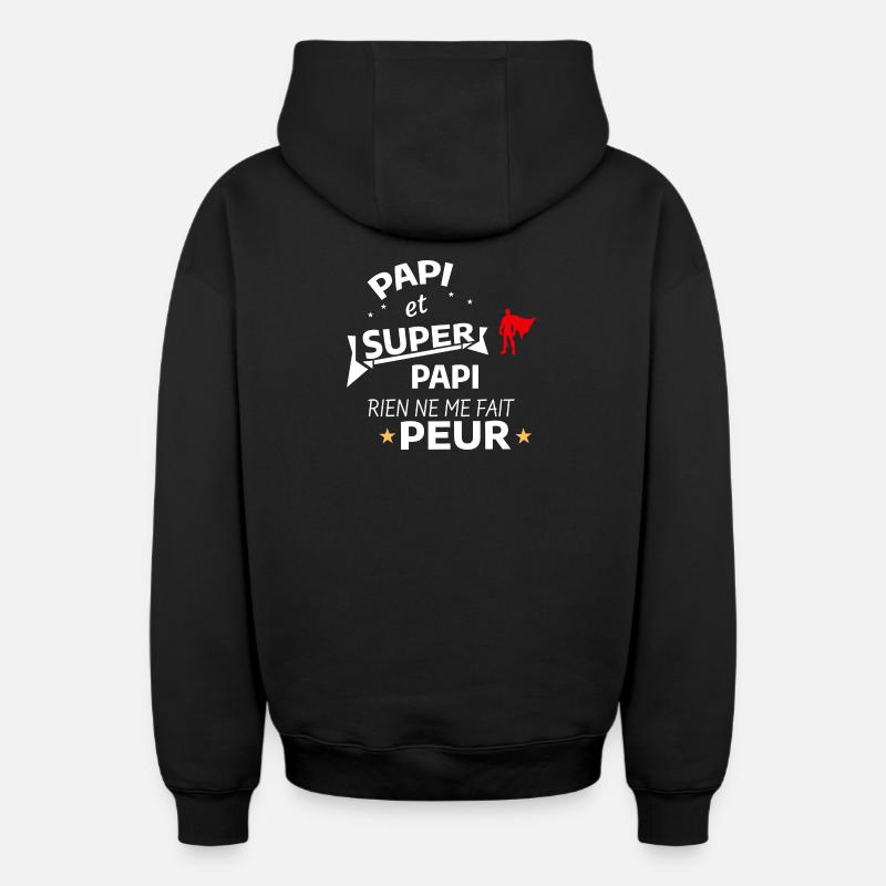 Cadeau Paternité Superhero Humor - Sweat à capuche unisexe zippé oversize épais SPREAD - noir