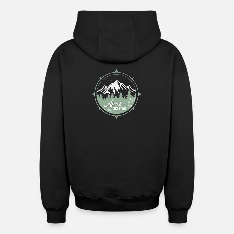 Skikompas - Oversized Heavyweight Unisex Zip Hoodie - Schwarz