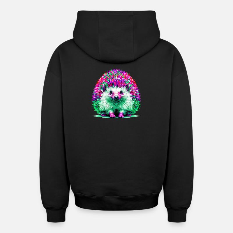 Hérisson - Sweat à capuche unisexe zippé oversize épais SPREAD - noir