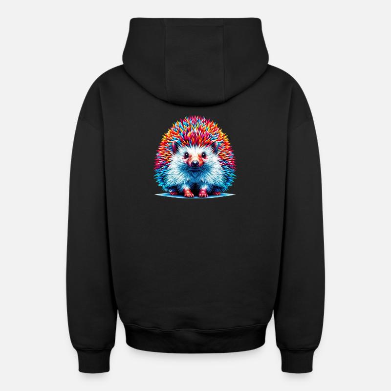 Hérisson - Sweat à capuche unisexe zippé oversize épais SPREAD - noir