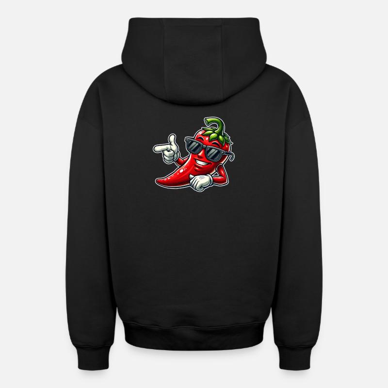 Piment frais - Sweat à capuche unisexe zippé oversize épais SPREAD - noir