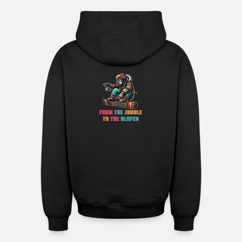 Gorilla Snowboard – Design - Sweat à capuche unisexe zippé oversize épais SPREAD - noir