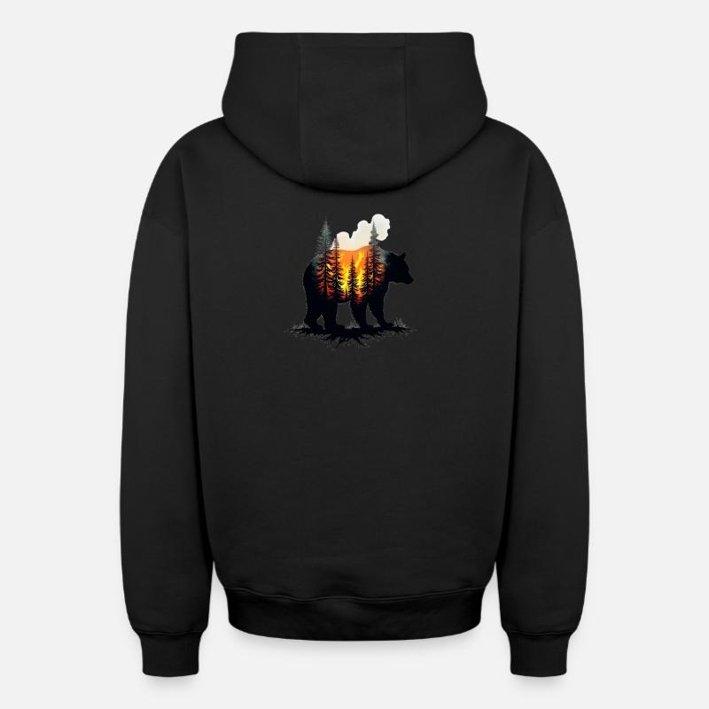 Ours - Sweat à capuche unisexe zippé oversize épais SPREAD - noir