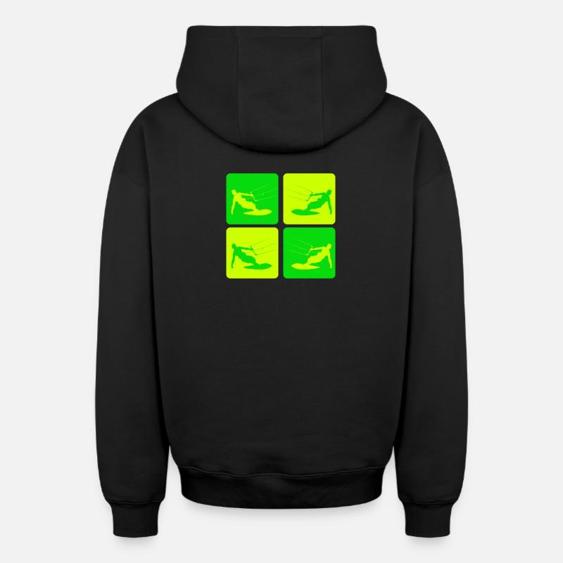 Kitesurf Style Pop Art - Sweat à capuche unisexe zippé oversize épais SPREAD - noir