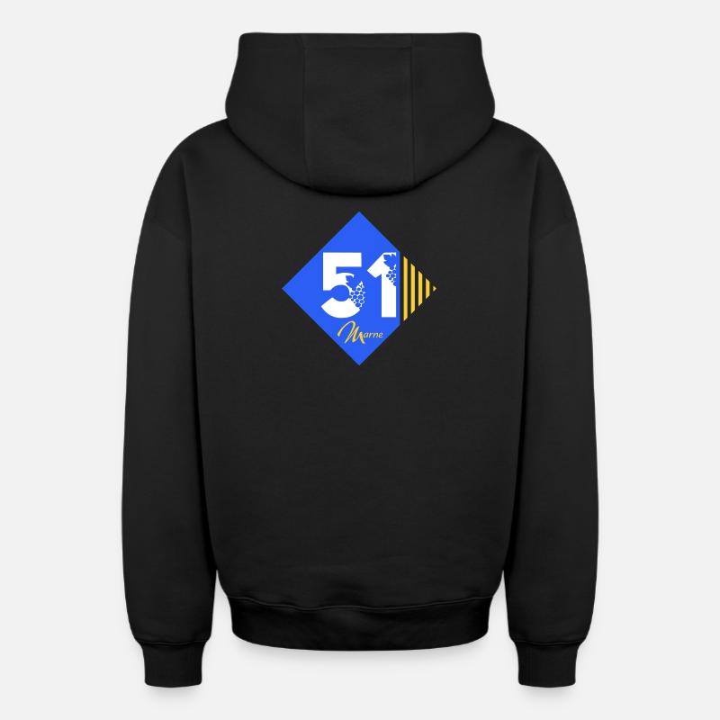 51 - Oversized Heavyweight Unisex Zip Hoodie - Schwarz