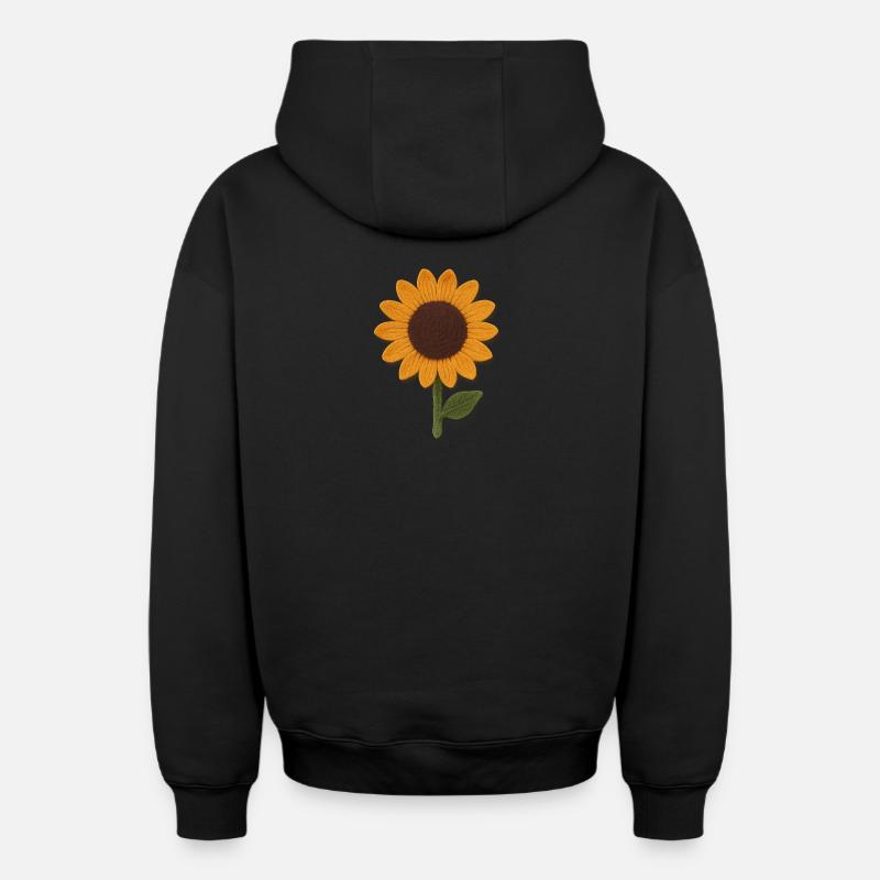 Feutre Tournesol Texture Art - Sweat à capuche unisexe zippé oversize épais SPREAD - noir
