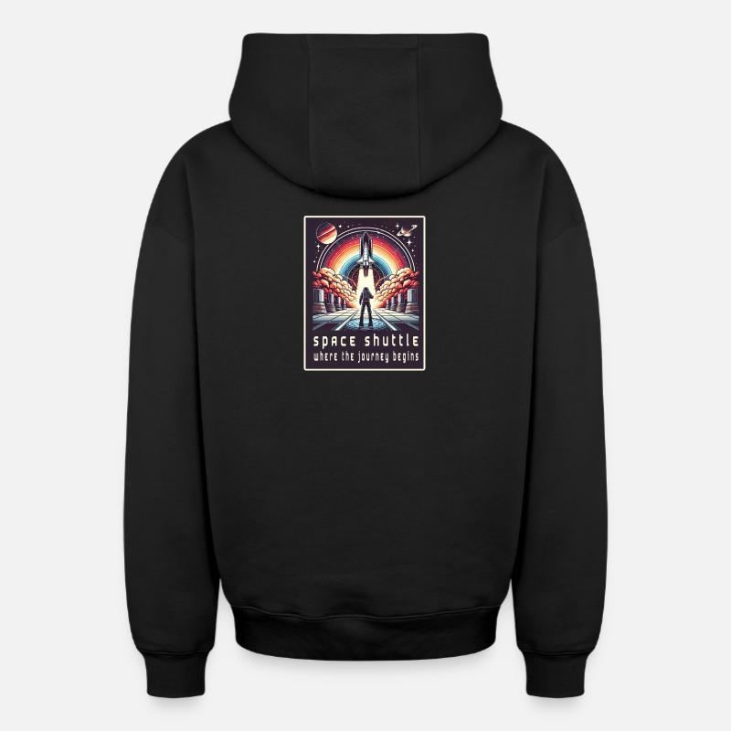 Navette spatiale - Le voyage commence - Sweat à capuche unisexe zippé oversize épais SPREAD - noir