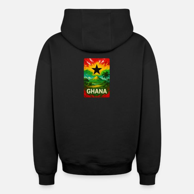 Ghana Aménagement paysager - Sweat à capuche unisexe zippé oversize épais SPREAD - noir