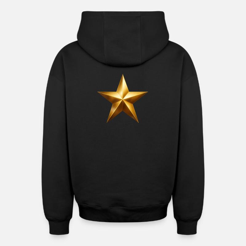 Accent étoile dorée - Sweat à capuche unisexe zippé oversize épais SPREAD - noir