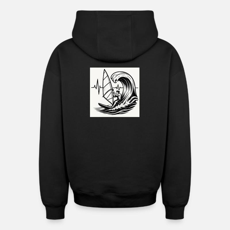 Surfeur - Sweat à capuche unisexe zippé oversize épais SPREAD - noir