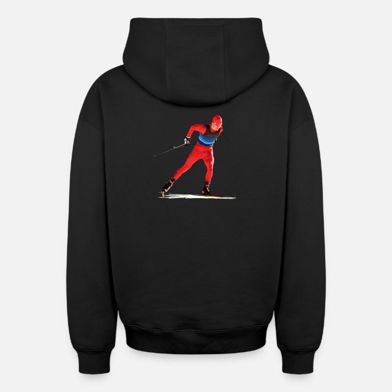 Ski de fond - Sweat à capuche unisexe zippé oversize épais SPREAD - noir