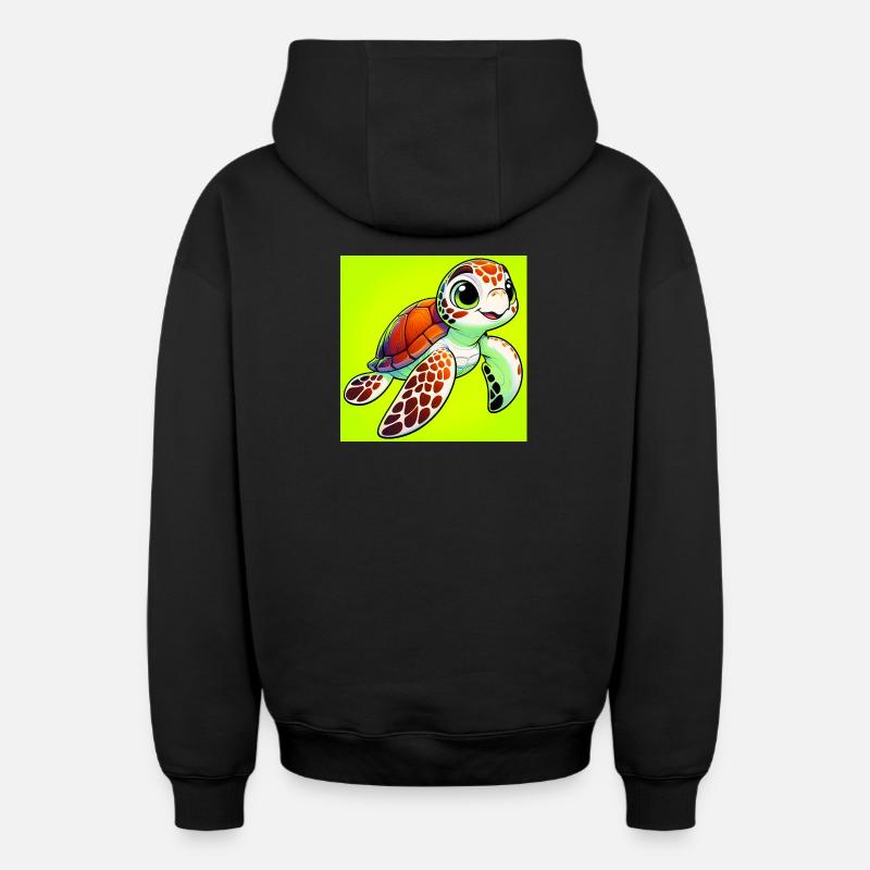 tortue - Sweat à capuche unisexe zippé oversize épais SPREAD - noir