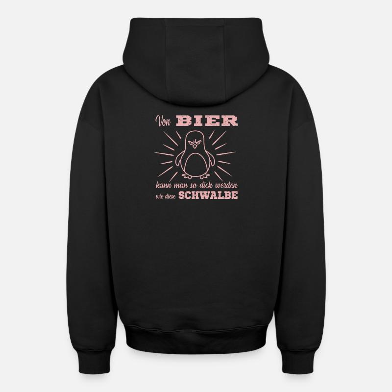 Bier Pinguin - Oversized Heavyweight Unisex Zip Hoodie - Schwarz