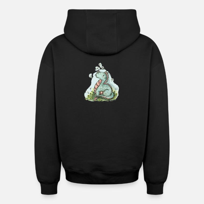 Petit Dragon Manuel - Sweat à capuche unisexe zippé oversize épais SPREAD - noir