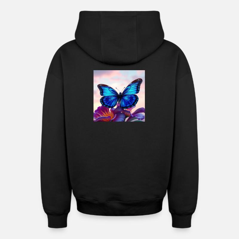 Papillon - Sweat à capuche unisexe zippé oversize épais SPREAD - noir