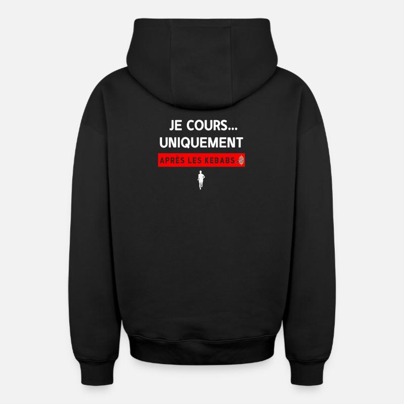 kebab - Sweat à capuche unisexe zippé oversize épais SPREAD - noir