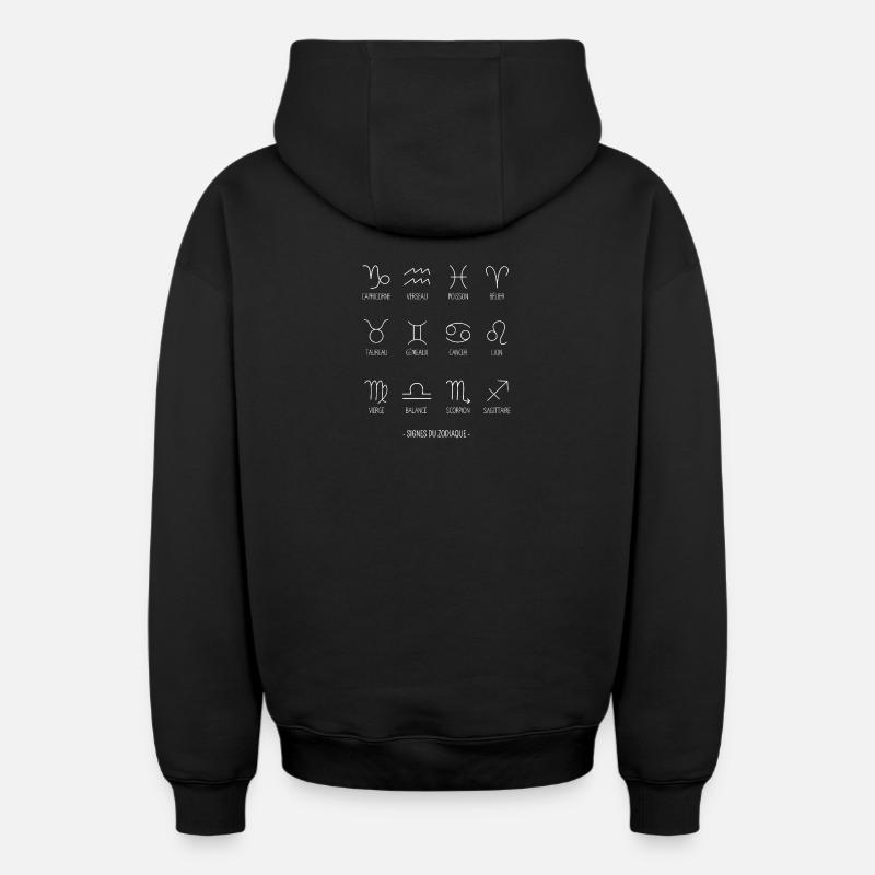 Signes du Zodiaque - Sweat à capuche unisexe zippé oversize épais SPREAD - noir