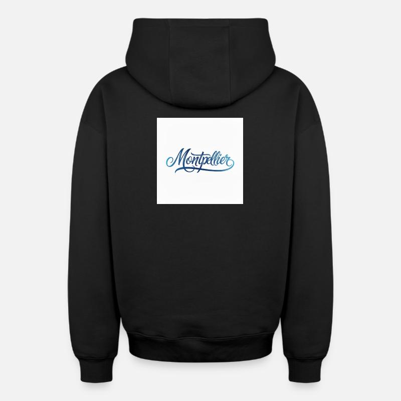 Lettrage à la main de Montpellier - Sweat à capuche unisexe zippé oversize épais SPREAD - noir