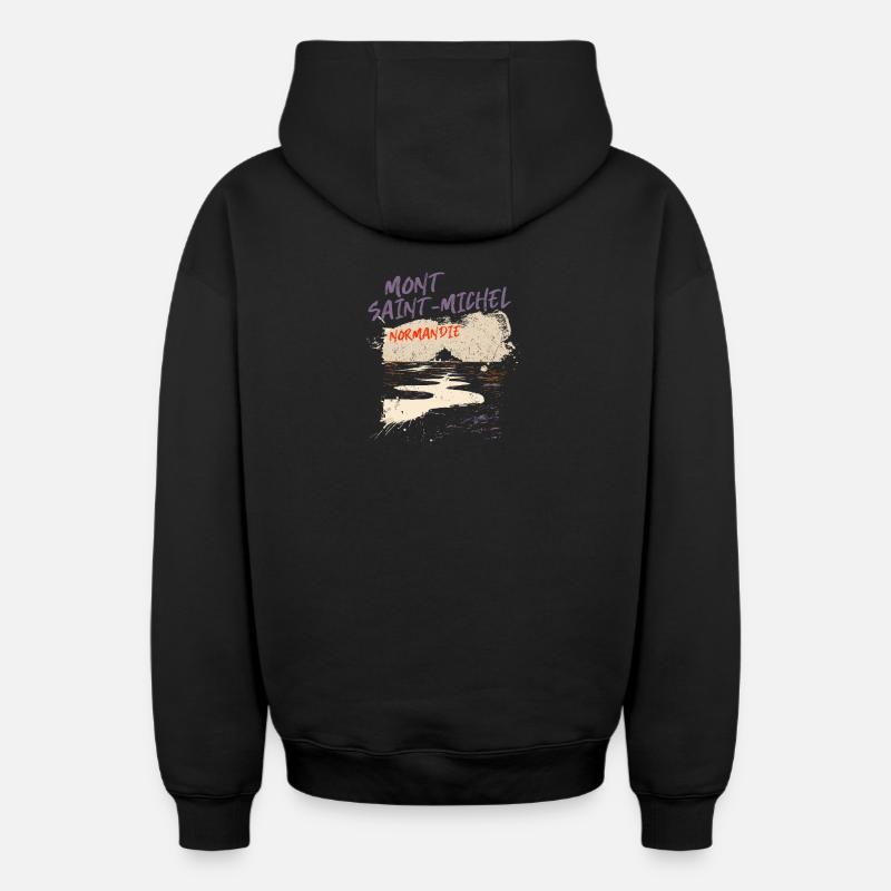 Mont Saint-Michel Normandie - Sweat à capuche unisexe zippé oversize épais SPREAD - noir