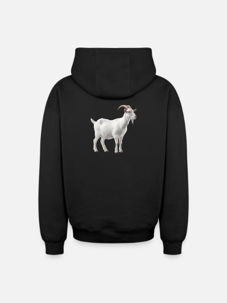 White Mountain Goat Portrait - Oversized Heavyweight Unisex Zip Hoodie - black