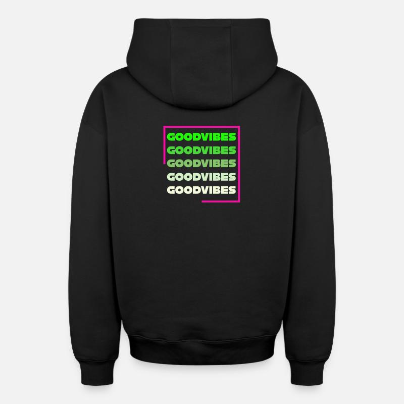 Ondes positives - Sweat à capuche unisexe zippé oversize épais SPREAD - noir