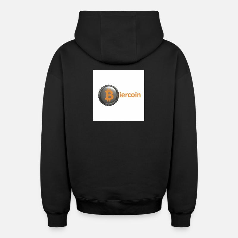 BierCoin Bitcoin Logo - Sweat à capuche unisexe zippé oversize épais SPREAD - noir
