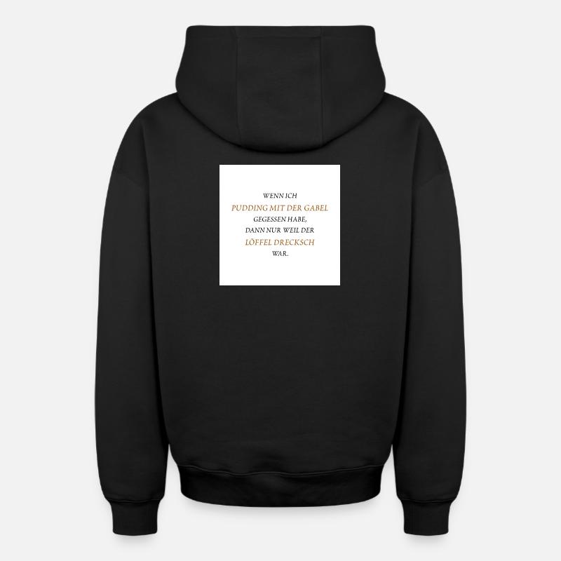 Pudding mit der Gabel - Oversized Heavyweight Unisex Zip Hoodie - Schwarz