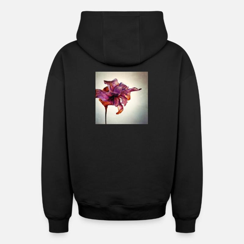 Fleur fanée - Sweat à capuche unisexe zippé oversize épais SPREAD - noir
