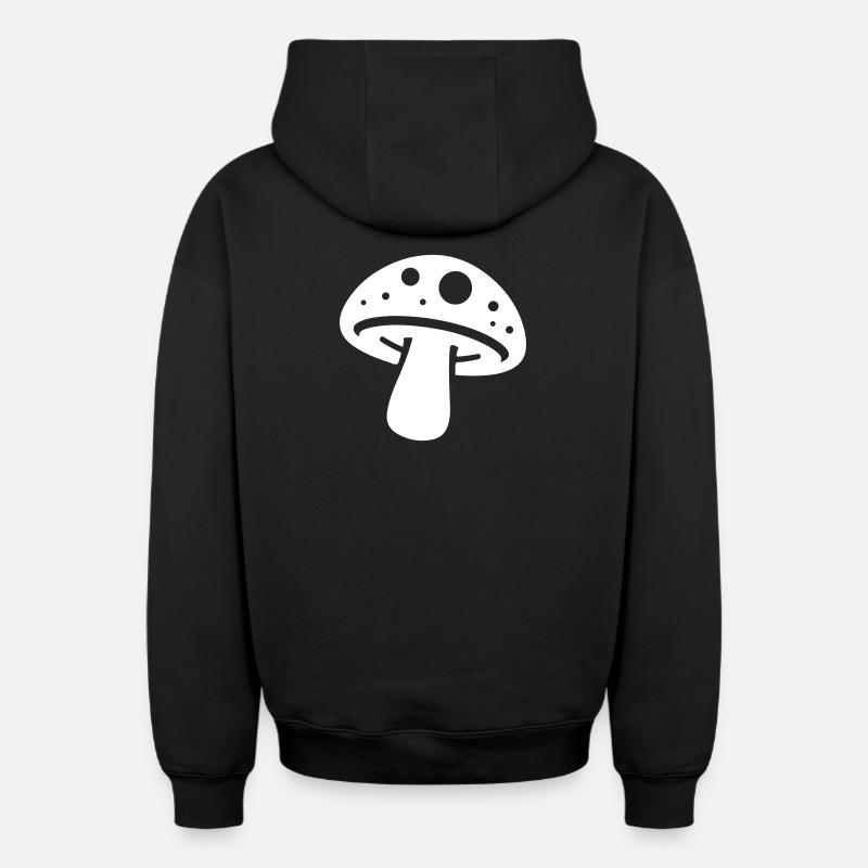 Icône de champignon - Sweat à capuche unisexe zippé oversize épais SPREAD - noir