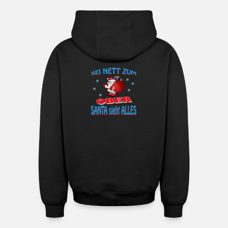 SANTA OBER - Sweat à capuche unisexe zippé oversize épais SPREAD - noir